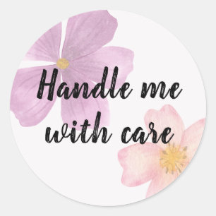 Vorsicht-Sticker - Wasserfarben-Blume Runder Aufkleber
