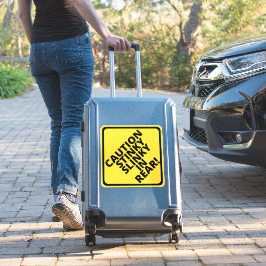 Vorsicht Stinky Slinky im Hintern! Aufkleber (Koffer Insitu)