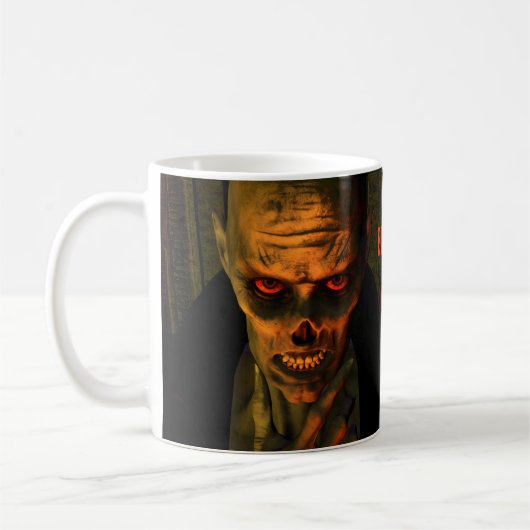 Vorsicht! Trink, wenn du es wagst. Zombie Kaffeetasse (Links)