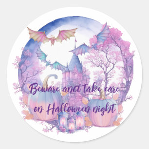 Vorsicht und Vorsicht bei Halloween Runder Aufkleber