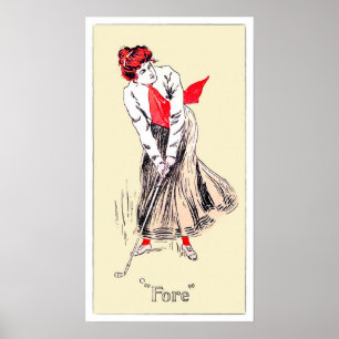 Vorsicht! Vintag 1905 Golf Aquarell Print Poster