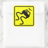 Vorsicht: Vogelscheuchen Quadratischer Aufkleber (Tasche)