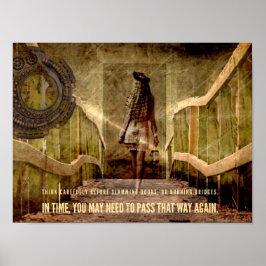 Vorsicht vor Burning Bridges thematisches Motivier Poster