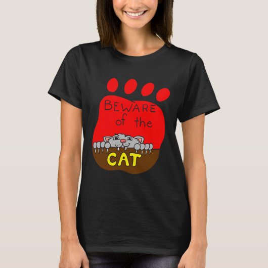 Vorsicht vor dem Cat T - Shirt, Funny Cat Shirt, Z T-Shirt (Vorderseite)
