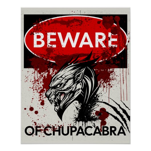 Vorsicht vor dem Chupacabra-Zeichen Poster (Vorderseite)