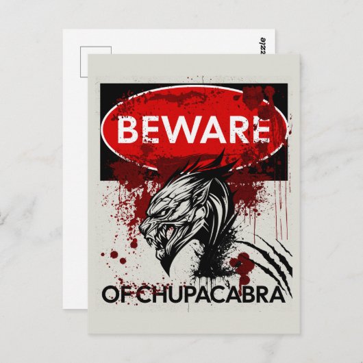 Vorsicht vor dem Chupacabra-Zeichen Postkarte (Vorne/Hinten)