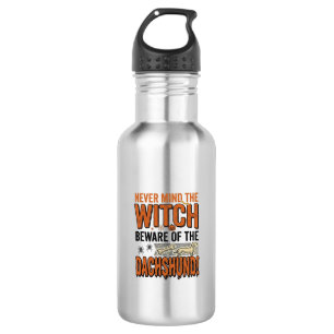 Vorsicht vor dem Dachshund-Halloween-Hexen-Shirt_1 Edelstahlflasche