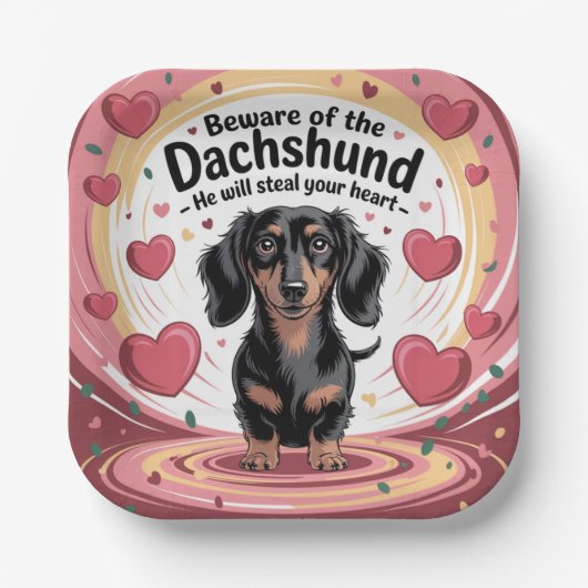 Vorsicht Vor Dem Dackel Pappteller (Vorderseite)