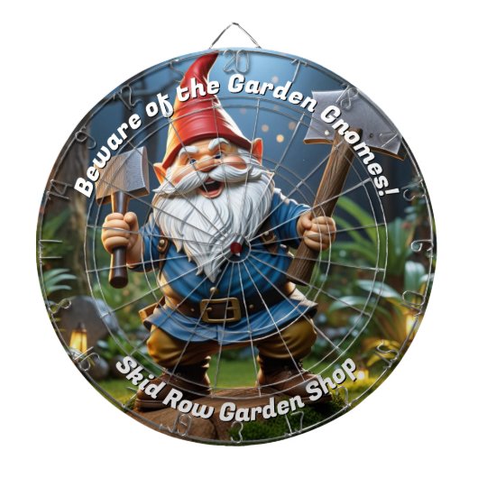 Vorsicht vor dem Garden Gnomes Funny Dartscheibe (vorne)