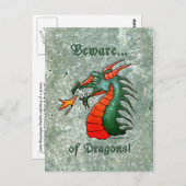 Vorsicht vor dem Hintergrund von Dragons Stone Loo Postkarte (Vorne/Hinten)