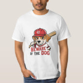 Vorsicht vor dem Hund - Spielerisches Baseball Dog T-Shirt (Vorderseite)