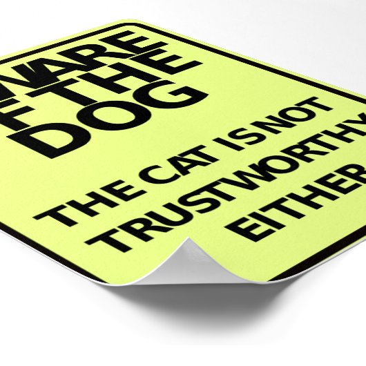 Vorsicht vor dem Hund (Witziges Poster) Poster (Ecke)