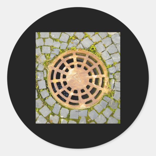 Vorsicht vor dem Loch Nr. 4 Runder Aufkleber (Vorderseite)