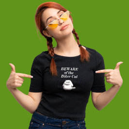 Vorsicht vor dem Motorrad-T - Shirt der Biker Cat