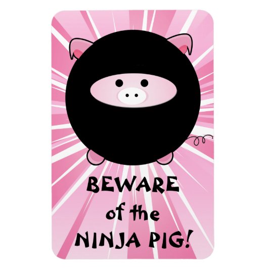 Vorsicht vor dem Ninja Pig auf Pink Magnet (Vertikal)