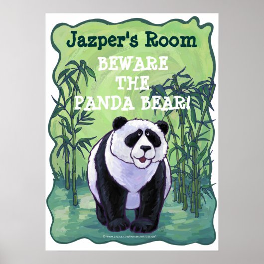 Vorsicht vor dem Panda Bear Personalisiert Room Po Poster (Vorne)