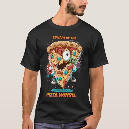 Vorsicht vor dem Pizza Monster A Fun und Delicious T-Shirt (Vorderseite)