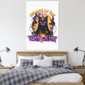 Vorsicht vor dem Witchy Kitty Item für Halloween T Leinwanddruck (Insitu (Schlafzimmer))