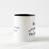 "Vorsicht vor der grauen Mare"-Tasse von Anna Blak Zweifarbige Tasse (Mittel)