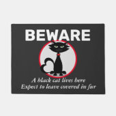 Vorsicht vor der Schwarzen Katze Personalisiert Fu Fußmatte (Vorderseite)