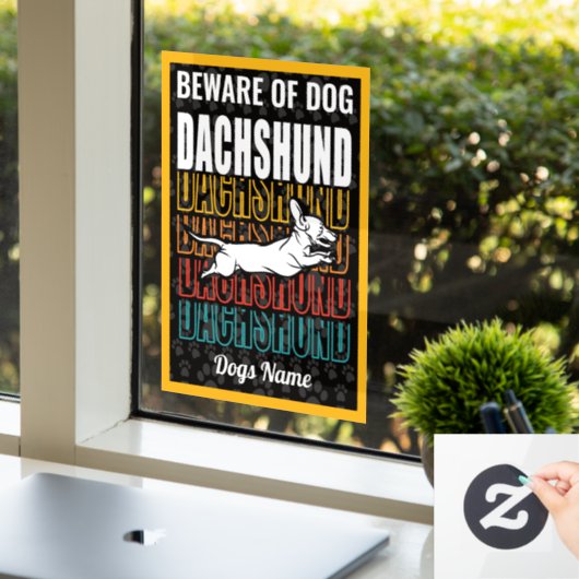 Vorsicht vor der Warnung vor der Dackel von Hunden Fensteraufkleber (Büro)