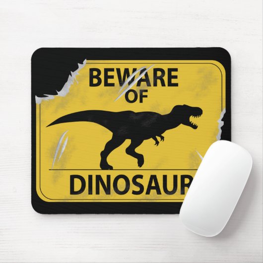 Vorsicht vor Dinosaurier (beschädigt) Mousepad (Mit Mouse)