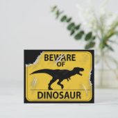 Vorsicht vor Dinosaurier (beschädigt) Postkarte (Stehend Vorderseite)
