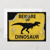 Vorsicht vor Dinosaurier (beschädigt) Postkarte (Vorne/Hinten)
