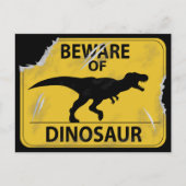Vorsicht vor Dinosaurier (beschädigt) Postkarte (Vorderseite)