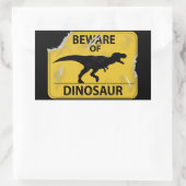 Vorsicht vor Dinosaurier (beschädigt) Rechteckiger Aufkleber (Tasche)
