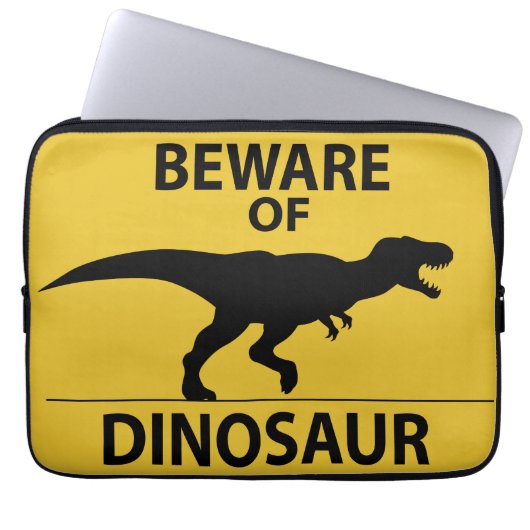 Vorsicht vor Dinosaurier Laptopschutzhülle (Vorderseite)