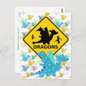 Vorsicht vor Dragons Blue Cartoon Dragon Postcard Postkarte (Vorne/Hinten)