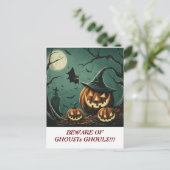 "Vorsicht vor Geistern, Ghouls und Goblin Foolery" Postkarte (Stehend Vorderseite)