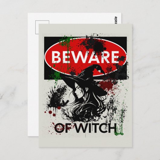 Vorsicht vor Hexensigne Postkarte (Vorne/Hinten)