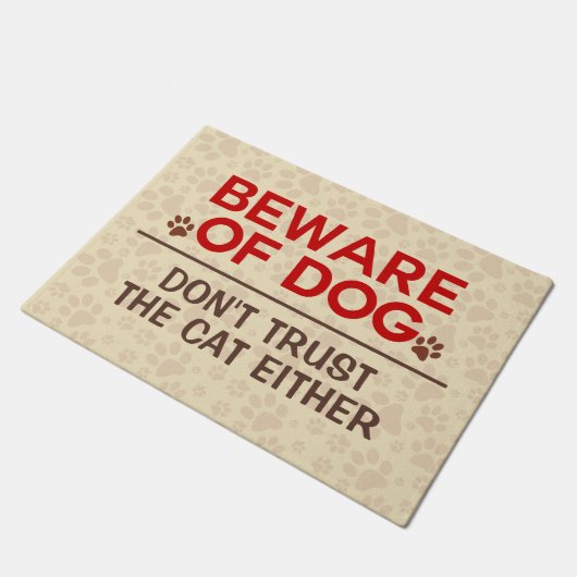 Vorsicht vor Hund Vertraue Katze nicht Fußmatte (Schrägansicht)