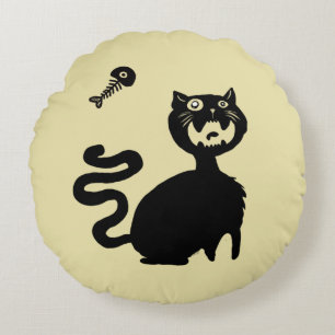 Vorsicht vor Hungry Cats! Rundes Kissen