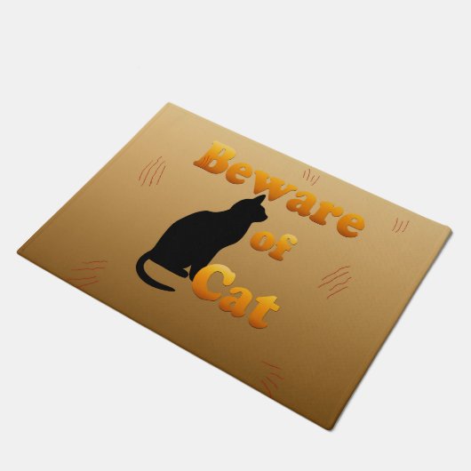 Vorsicht vor Katze Fußmatte (Schrägansicht)