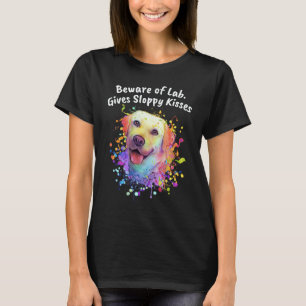 Vorsicht vor Lab gibt schlampige Küsse Labrador R T-Shirt