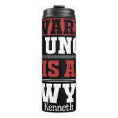 Vorsicht vor meinem Onkel Lawyer-T-Shirt Thermosbecher (Vorderseite)