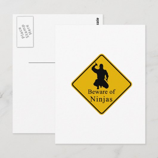 Vorsicht vor Ninjas Postkarte (Vorne/Hinten)