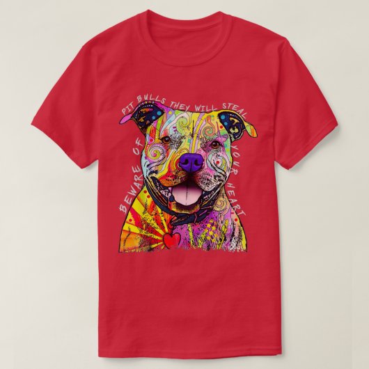 Vorsicht vor Pit Bulls, die deinen Herzspass stehl T-Shirt (Design vorne)