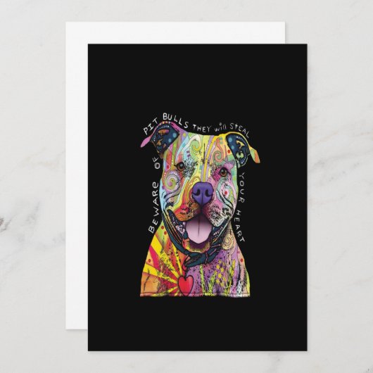 Vorsicht vor Pitbull-Hunden, sie werden Ihr Herz s Dankeskarte (Vorne/Hinten)