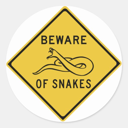 Vorsicht vor Schlangen, Verkehrswarnung, Australie Runder Aufkleber (Vorderseite)
