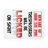 "Vorsicht vor Shih Tzu Poo" Magnet (Weiß) (Horizontal)