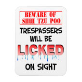 "Vorsicht vor Shih Tzu Poo" Magnet (Weiß) (Vertikal)