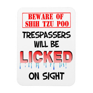 "Vorsicht vor Shih Tzu Poo" Magnet (Weiß)