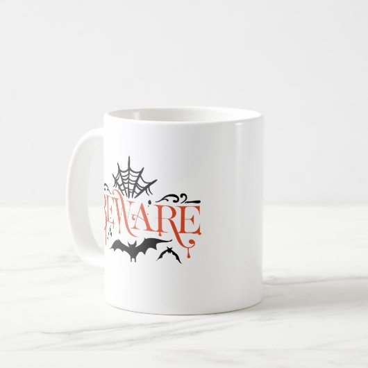 Vorsicht vor Spooky Moderne Halloween-Tasse Kaffeetasse (Vorderseite Links)