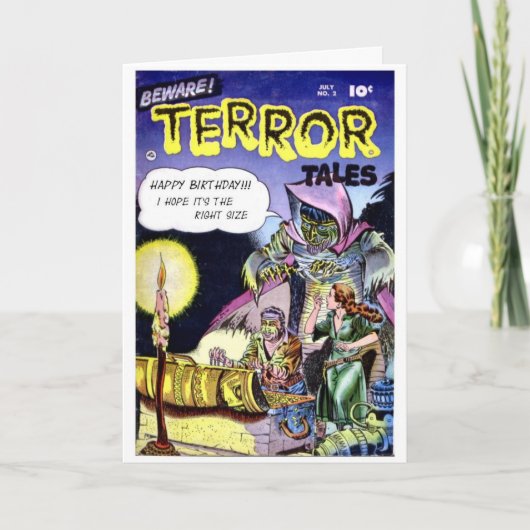 "Vorsicht vor Terror Tales" Geburtskarte Karte (Vorderseite)
