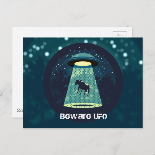 Vorsicht vor UFO Postkarte (Vorne/Hinten)