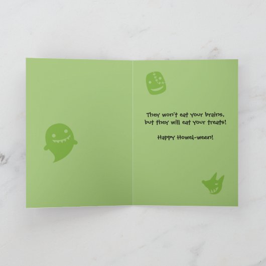 Vorsicht vor Zombie Dogs Golden Retriever Hallowee Karte (Innenseite)